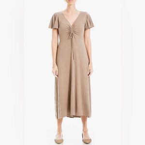 Max Studio Cinched Front Flutter Sleeve Midi Dress, Size S, NWT